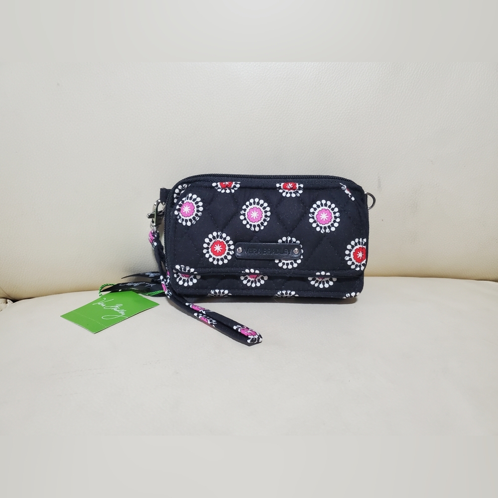 Vera Bradley Black Wristlet with Pink and White Accents